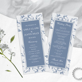 Programa Casamento Elegante Azul-Dusty Floral