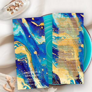 Programa Casamento Elegante Azul e Dourado da Marinha Real