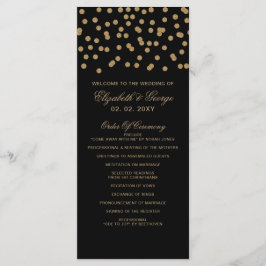 Programa Casamento Elegante de Confetti Dourado Negro