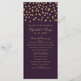 Programa Casamento Elegante de Confetti Dourado Roxo