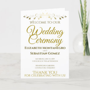 Programa Casamento Elegante de Filigre Dourado com Vintage