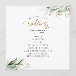 Programa Casamento Elegante de Folhas Douradas do