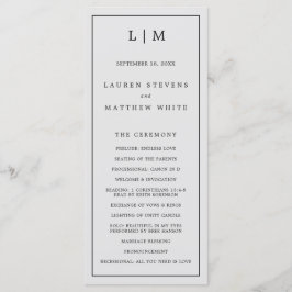 Programa Casamento Elegante De Monograma De Cinzas Simples