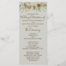 Programa Casamento Elegante em Script Beige de Inverno