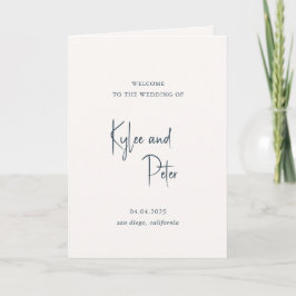 Programa Casamento Elegante Escrito à Mão em Cinza Moderno