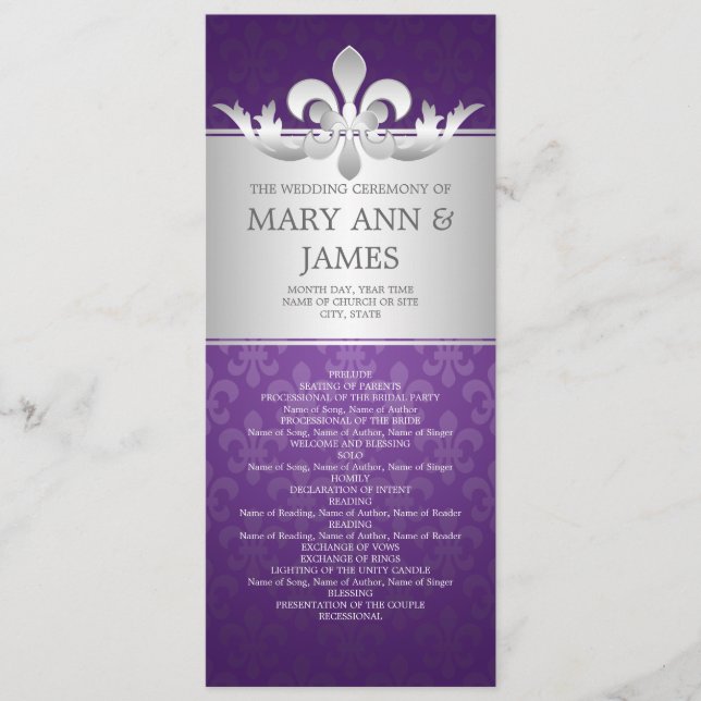 Programa Casamento Elegante Fleur De Lis Purple (Frente)