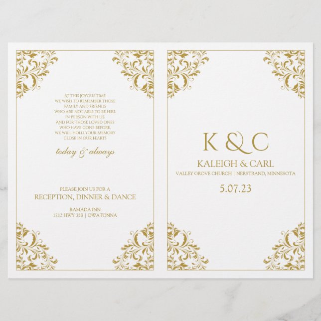 Programa Casamento Elegante - Foldover Booklet (Do (Frente)