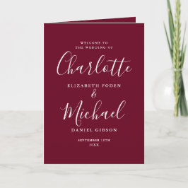 Programa Casamento Elegante Letra Burgundy