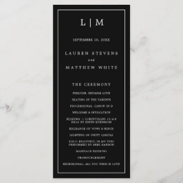 Programa Casamento Elegante Monograma Preto Simples