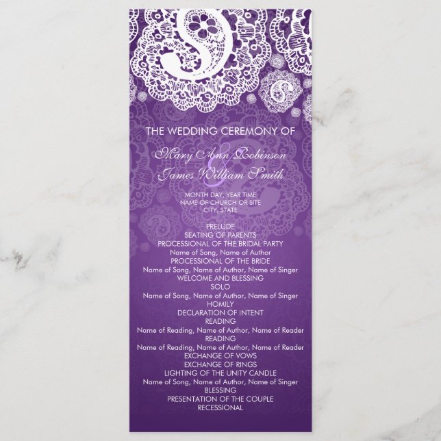 Programa Casamento Elegante Paisley Lace Purple (Frente)