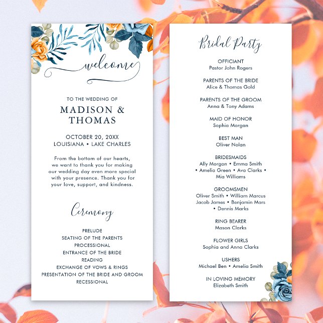 Programa Casamento Elegante Rústico Terracota Eucalipto Out (Front / Back)