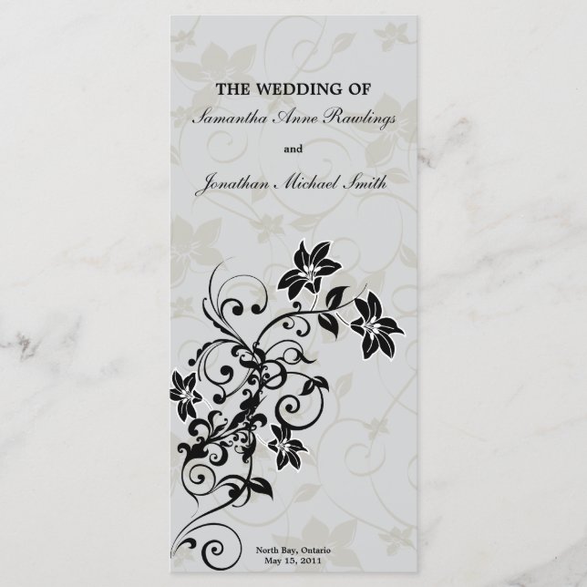 Programa Casamento - Elegante Silver Floral (Frente)