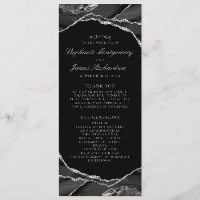 Programa Casamento em Ágata Preta com Folha de Prata Elegan (Frente)