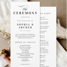 Programa Casamento em Preto e Branco com Caligrafia Elegant