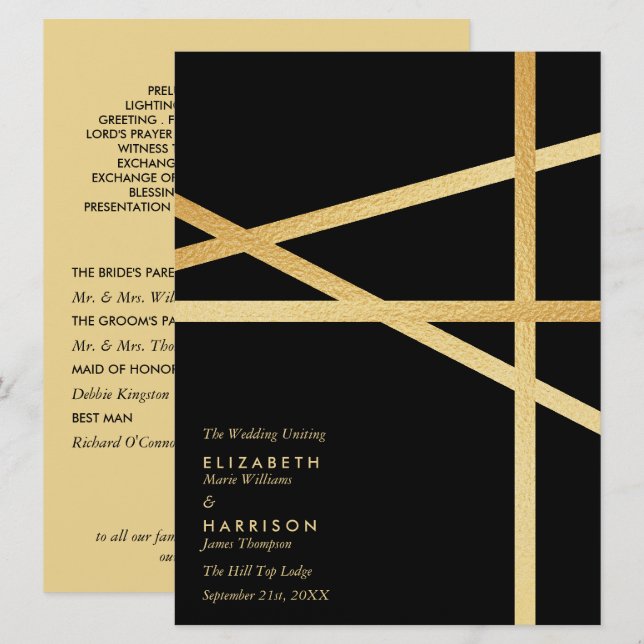 Programa Casamento Estilo Geométrico com Efeito de Folha de (Frente/Verso)