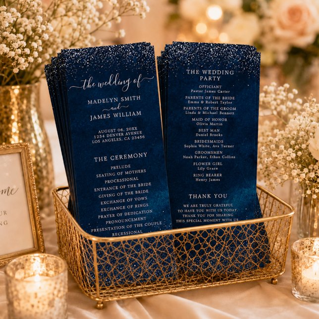 Programa Casamento Estrela Noite Azul Marinho Brilho Prata (Criador carregado)