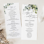 Programa Casamento Eucalyptus Dusty Blue Greenery<br><div class="desc">Projetado para coordenar com a nossa coleção de casamento Boho Greenery,  este programa de cerimônia personalizável apresenta galhos de aquarela eucalipto com uma fonte serif clássica e gráficos de texto elegantes para caligrafia. Itens correspondentes disponíveis.</div>