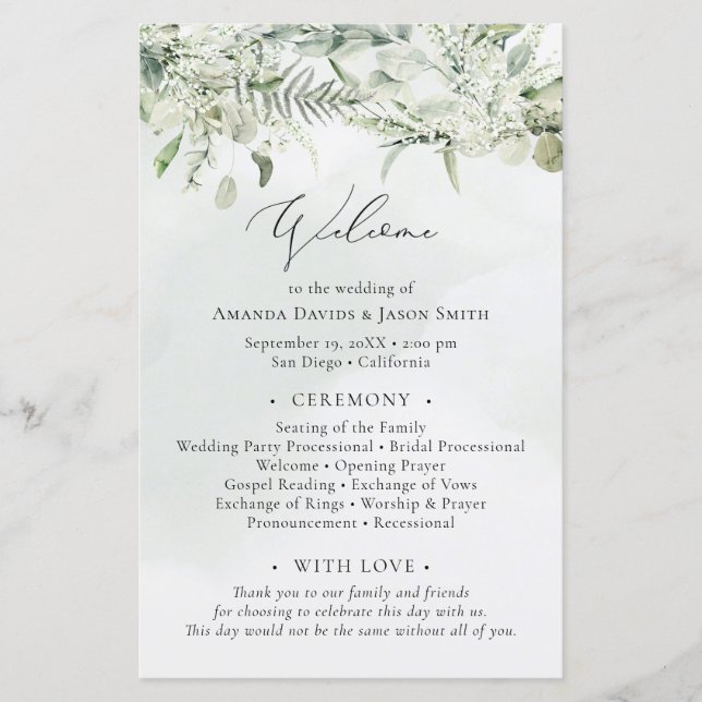 Programa Casamento Eucalyptus Dusty Blue Greenery (Frente)