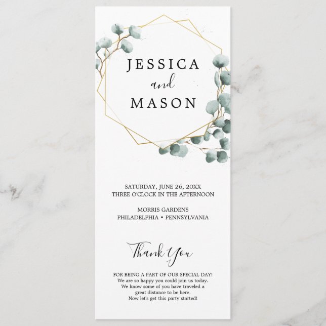 Programa Casamento Eucalyptus Greenery (Frente)