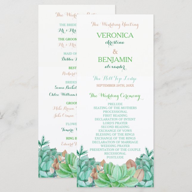 Programa Casamento Físico Botânico do Buquê Suculente (Frente/Verso)