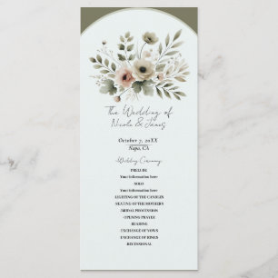 Programa Casamento Floral Aquarela Verde Oliva Caqui