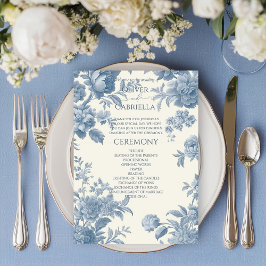 Programa Casamento Floral Azul-Azul, Toile Francesa Elegant