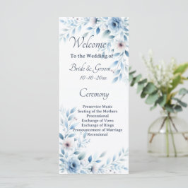 Programa Casamento Floral Azul Elegante