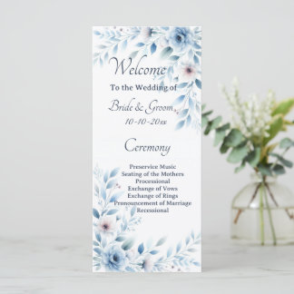 Programa Casamento Floral Azul Elegante
