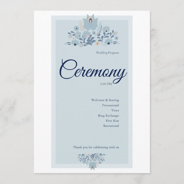 Programa Casamento Floral Azul Empoeirado  (Frente)