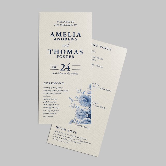 Programa Casamento Floral Azul Francês e Creme Clássico Ele (Criador carregado)