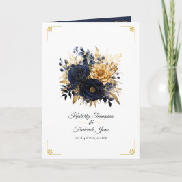 Programa Casamento Floral Azul Marinho e Dourado