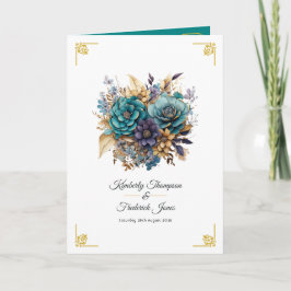 Programa Casamento Floral Azul-Turquesa, Roxo e Dourado