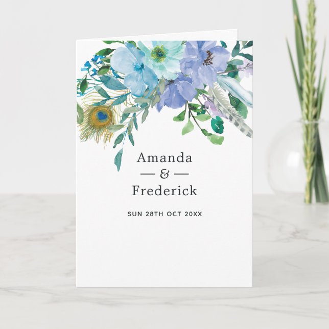 Programa Casamento Floral Boho com Verde-Menta e Azul (Frente)