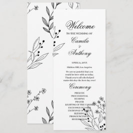 Programa Casamento Floral Boho de Canto Negro e Branco