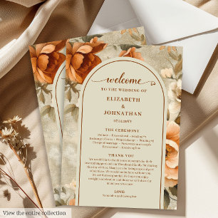 Programa Casamento Floral Boho Moderno Laranja Queimado Mar