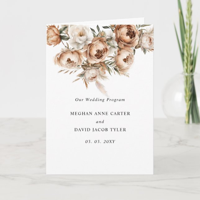 Programa Casamento Floral Boho Outono Pampas Terracota Rúst (Frente)