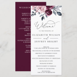 Programa Casamento Floral Botânico Moderno Elegante Bordeau