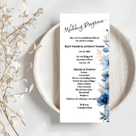 Programa Casamento floral branco e azul Dusty