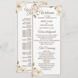 Programa Casamento Floral Branco Rosa Quadro Folhagem Moder