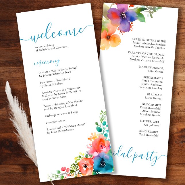 Programa Casamento Floral Bright Watercolor (Criador carregado)