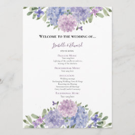 Programa Casamento Floral Chic Dusty Blue Lilac Watercolor