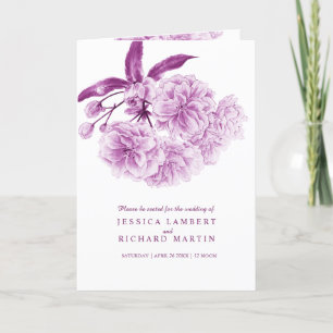 Programa Casamento floral com cor-de-água floral roxa