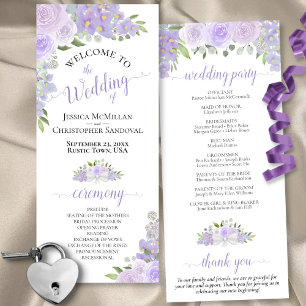 Programa Casamento Floral de Boho Watercolor, Lavanda Elega