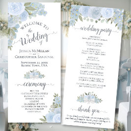 Programa Casamento Floral de Elegante Dusty Blue Boho