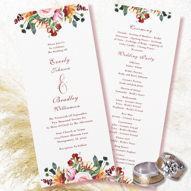 Programa Casamento Floral de Outono em Amarelo Verde Ferrug (Criador carregado)