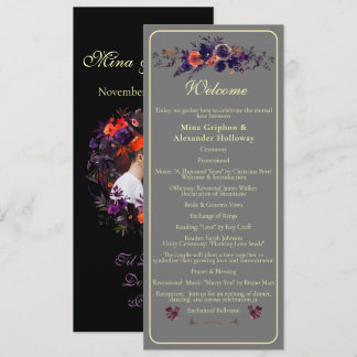 Programa Casamento Floral De Outono Escuro De Foto Elegante