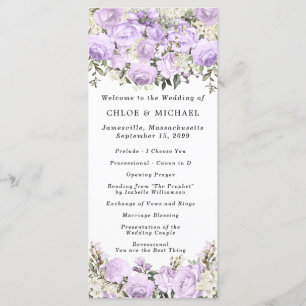 Programa Casamento Floral de Rosa Roxo Rústico