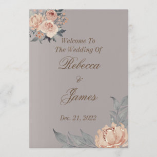 Programa Casamento Floral de Silver Coral Romântico Elegan