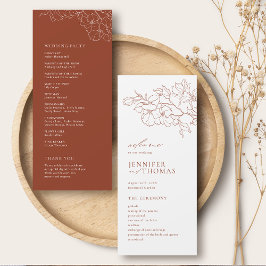 Programa Casamento floral de terracotta desenhado pela mão 