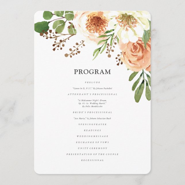 Programa Casamento Floral de Watercolor (Frente)